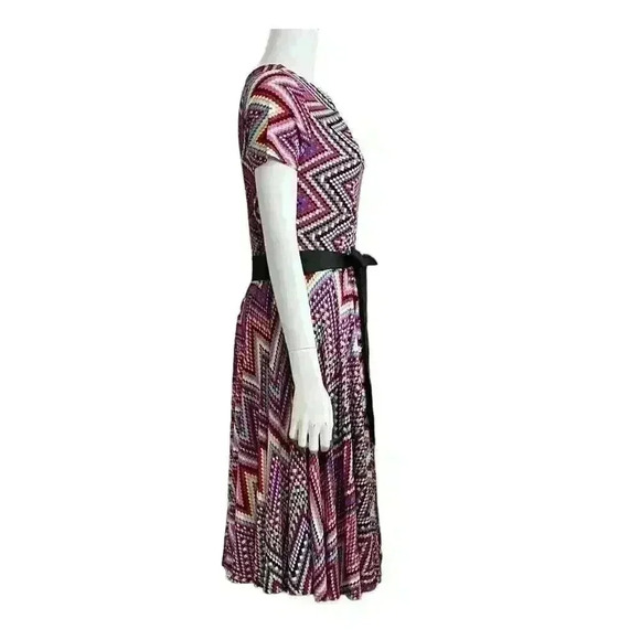 Nina Leonard Checkered Chevron Multicolored Dress - Picture 4 of 11